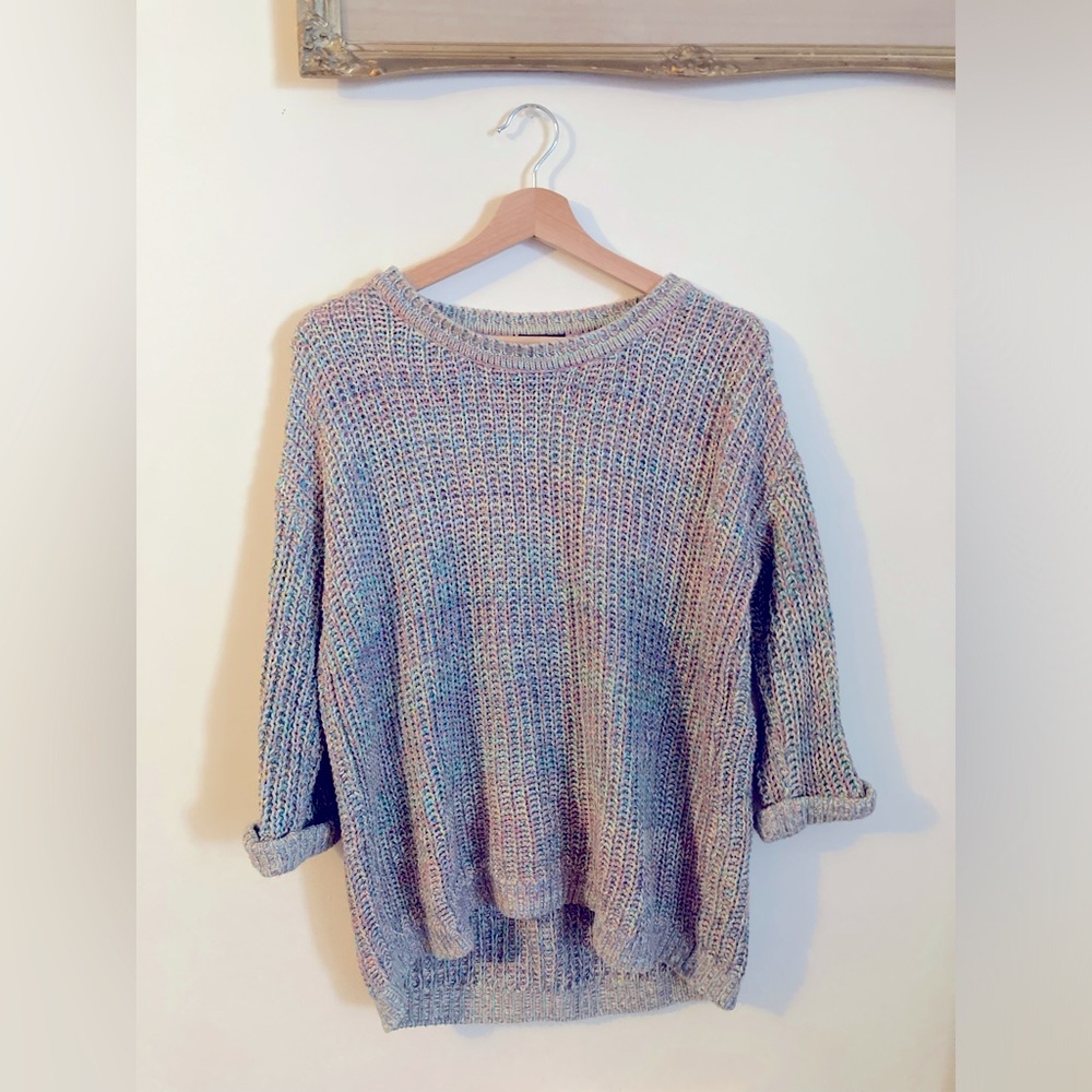 Topshop Pastel Rainbow Knit Oversized Sweater Women’s Size 2 Colourful Fun
